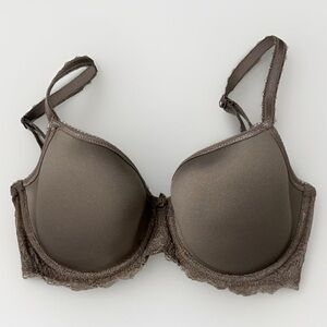 Wacoal Bra 32DD Underwire Lightly Lined Cups Cappuccino Laced Band